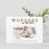 Moderne religieuze chic gouden multi foto Kerstmis Feestdagenkaart (Staand voorkant)