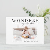 Moderne religieuze chic multi foto kerst feestdagenkaart (Staand voorkant)