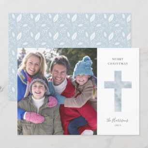 Moderne Religieuze Kerstkruis Foto Feestdagenkaart