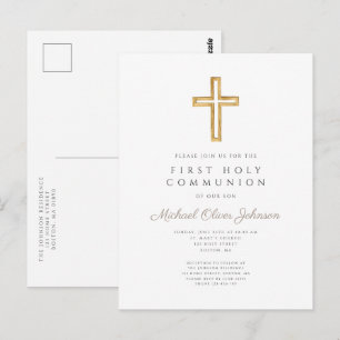 Moderne Religieuze Kruis Jongen Eerste Communie Briefkaart