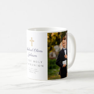 Moderne Religieuze Kruis Jongens Foto Eerste Commu Koffiemok