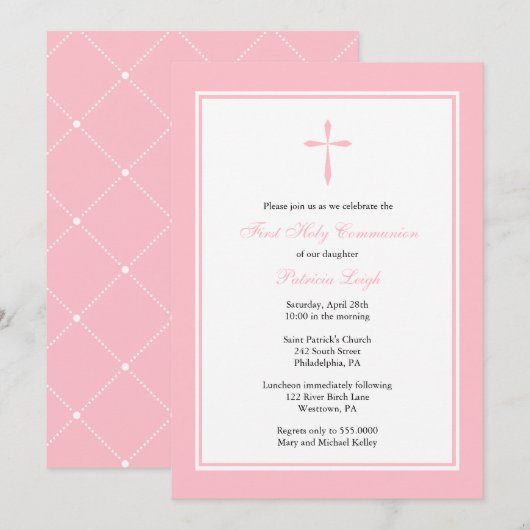 Moderne Religieuze Kruis, roze Kaart (Voorkant / Achterkant)