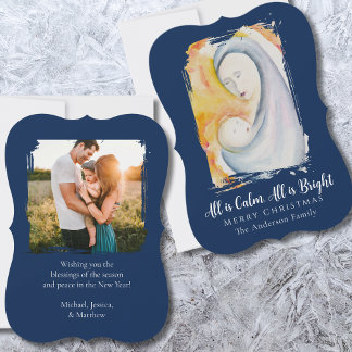 Moderne religieuze Madonna en kinderfoto Feestdagenkaart