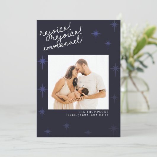 Moderne Religieuze North Star Kerstmis Fotokaart Kaart (Staand voorkant)