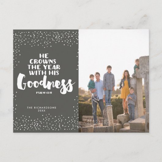 Moderne Religieuze Schrift Foto Jaar in Review Feestdagenkaart (Voorkant)