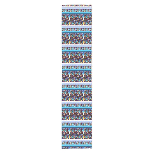 Moderne Renaissance Geometrische Kunst Korte Tafelloper (Voorkant)