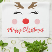 Moderne Rendier Kerstman Hoed Vrolijk Kerstmis Mam Theedoek (Gevouwen)