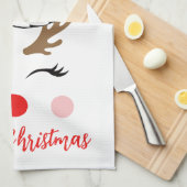 Moderne Rendier Kerstman Hoed Vrolijk Kerstmis Mam Theedoek (Quarter Fold)