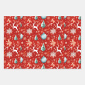 Moderne rendieren en kerstbomen Kerstmis Inpakpapier Vel (Voorkant 3)