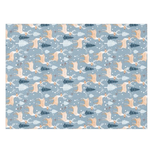 Moderne rendieren sneeuwvlok pastel Elegant Schatt Tafelkleed (Voorkant (Horizontaal))