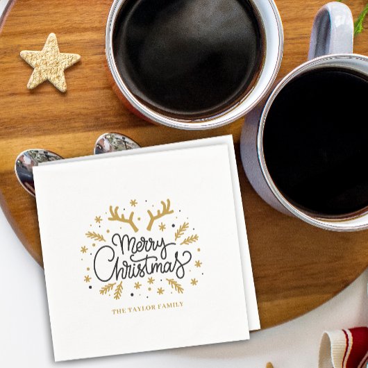 Moderne rendieren Vrolijk kerstfeest Servet