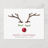 Moderne Rendieren Waterverf Foto Vrolijk Kerstfees Feestdagenkaart (Voorkant)