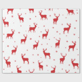 Moderne rendierherten rood vakantiepatroon cadeaupapier (Vlak)