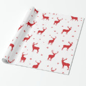 Moderne rendierherten rood vakantiepatroon cadeaupapier (Uitgerold)