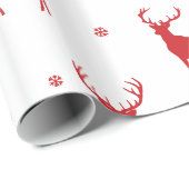 Moderne rendierherten rood vakantiepatroon cadeaupapier (Rol Hoek)