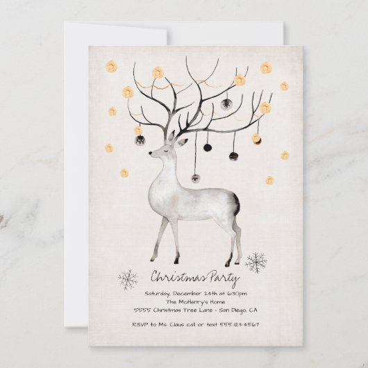 Moderne rendierornamenten Kerstfeest Kaart (Voorkant)