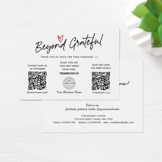 Moderne rendy Calligraphy QR Code Cadeaucertificaa Visitekaartje (Bureau)