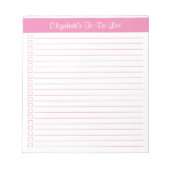 Moderne rendy lichtroze één kolomchecklist notitieblok (Voorkant)