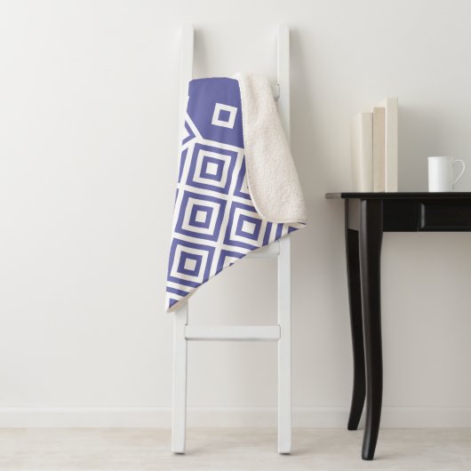 Moderne rendy zeer peri Geometric Pattern Monogram Sherpa Deken (In situ)