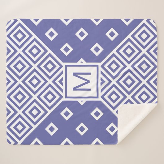 Moderne rendy zeer peri Geometric Pattern Monogram Sherpa Deken (Voorkant (horizontaal))