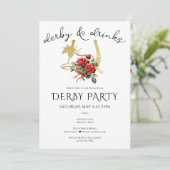 Moderne Renpaard Derby & Drankfeest Paardensport Kaart (Staand voorkant)