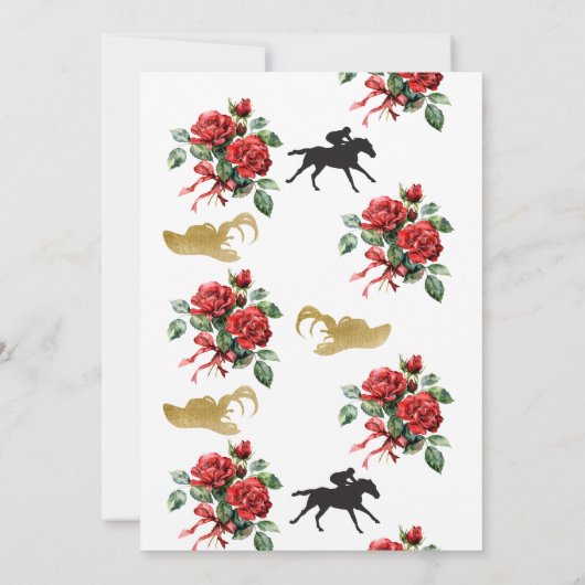 Moderne Renpaard Derby & Drankjes Feest Paardenspo Kaart (Achterkant)