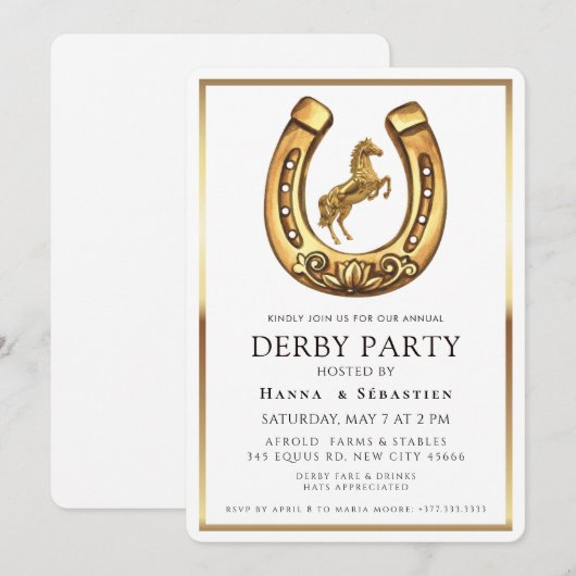 Moderne Renpaard Derby Feest Equestrian Kaart (Voorkant / Achterkant)