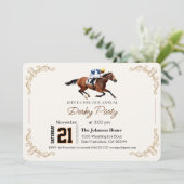 Moderne Renpaard Derby Feest Equestrian Kaart (Staand voorkant)