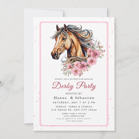 Moderne Renpaard Derby Feest Equestrian Kaart (Voorkant)