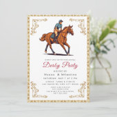 Moderne Renpaard Derby Feest Equestrian Kaart (Staand voorkant)