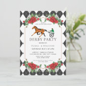 Moderne Renpaard Derby Feest Equestrian Kaart (Staand voorkant)