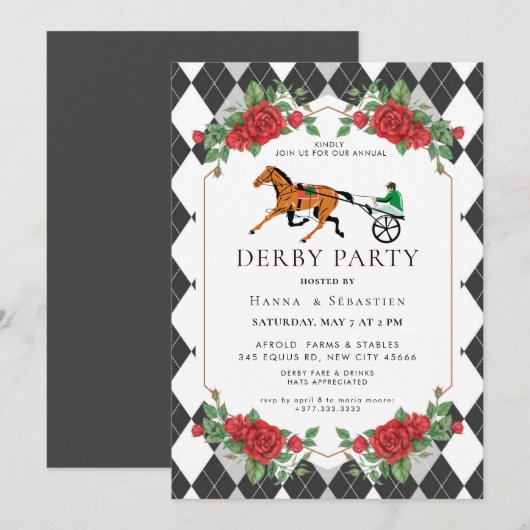 Moderne Renpaard Derby Feest Equestrian Kaart (Voorkant / Achterkant)