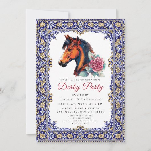 Moderne Renpaard Derby Feest Equestrian Kaart (Voorkant)