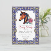 Moderne Renpaard Derby Feest Equestrian Kaart (Staand voorkant)