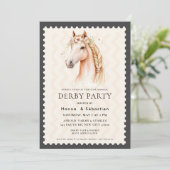 Moderne Renpaard Derby Feest Equestrian Kaart (Staand voorkant)