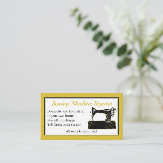 Moderne reparatie van naaimachines visitekaartje (Staand voorkant)