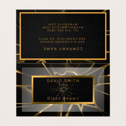 Moderne reparatie van professioneel glas visitekaartje (Buitenkant ongevouwen)