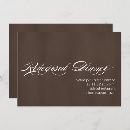 Moderne repetitie binnenste uitnodigingen bruine t (Voorkant / Achterkant)