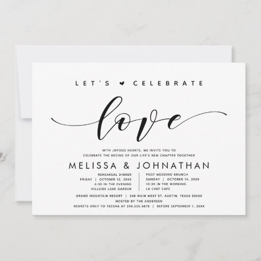 Moderne repetitie diner en post bruiloft brunch kaart (Voorkant)