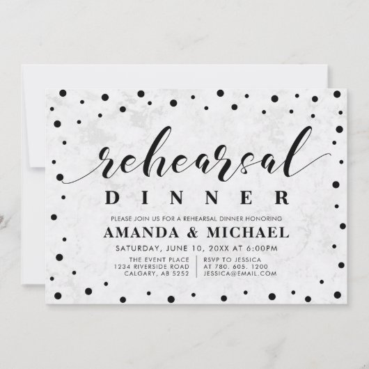Moderne repetitie voor marmer- en Script-bruiloft Kaart (Voorkant)