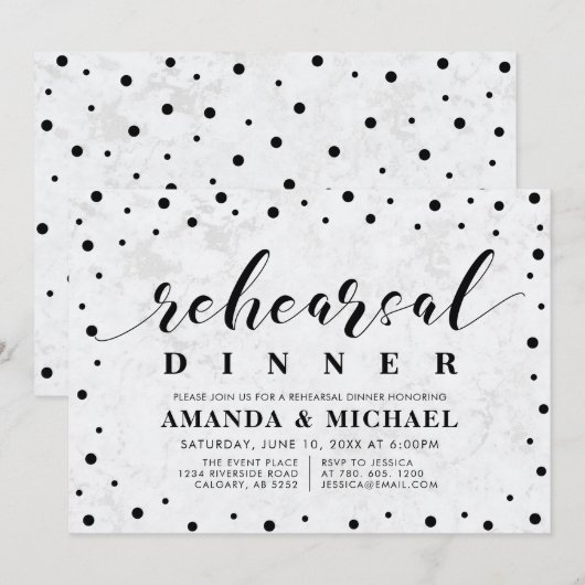 Moderne repetitie voor marmer- en Script-bruiloft  Kaart (Voorkant / Achterkant)