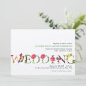 Moderne repografie Floral Wedding Kaart (Staand voorkant)