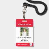 Moderne Reporter Pers Pass Badge (Voorzijde met lanyard)