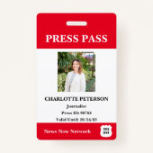 Moderne Reporter Pers Pass Badge (Voorkant)