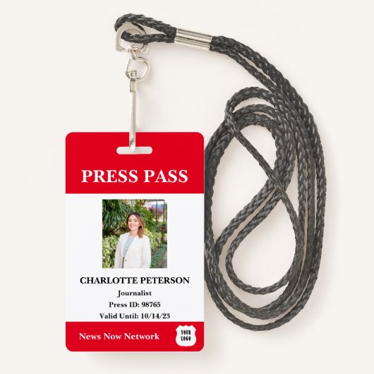 Moderne Reporter Pers Pass Badge (Voorkant met draagriem)