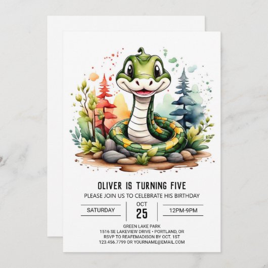 Moderne reptielenviering verjaardag kaart (Voorkant / Achterkant)