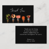 Moderne restaurant Hartelijk dank voor zwarte fork Visitekaartje (Voorkant / Achterkant)