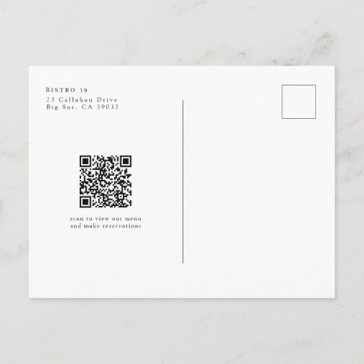 Moderne Restaurant New Event Branded Marketing Pos Briefkaart (Achterkant)