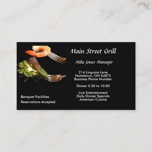 Moderne restaurant visitekaartje (Voorkant)