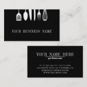 Moderne restaurant voor zwart-wit en vork visitekaartje (Voorkant / Achterkant)